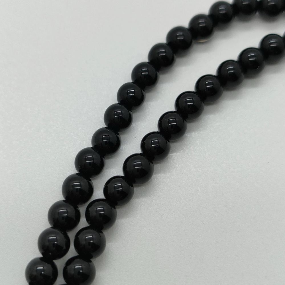 Vintage Black Beads Necklace With 18K Solid Yellow Gold Beads - Picture 3 of 9